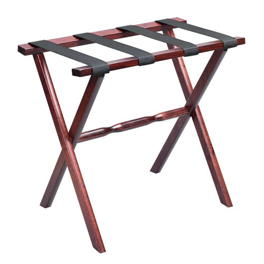 Hotel Cherry Mahogany Folding Luggage Rack With Black Straps - Homeroots - Flyclothing LLC