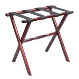 Hotel Cherry Mahogany Folding Luggage Rack With Black Straps - Homeroots - Flyclothing LLC