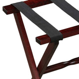 Hotel Cherry Mahogany Folding Luggage Rack With Black Straps - Homeroots - Flyclothing LLC