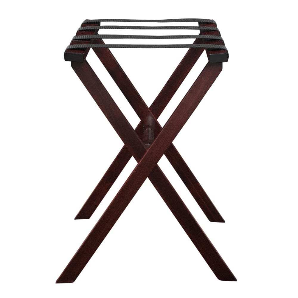 Hotel Cherry Mahogany Folding Luggage Rack With Black Straps - Homeroots - Flyclothing LLC