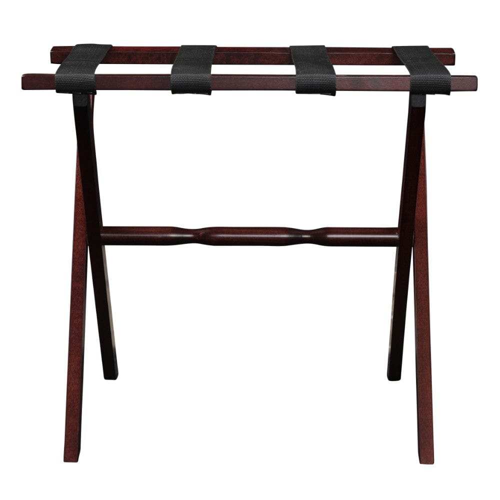 Hotel Cherry Mahogany Folding Luggage Rack With Black Straps - Homeroots - Flyclothing LLC