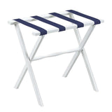 Hotel White Finish Wood Folding Luggage Rack With Navy Straps - Homeroots - Flyclothing LLC