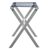 Hotel White Finish Wood Folding Luggage Rack With Navy Straps - Homeroots - Flyclothing LLC