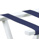 Hotel White Finish Wood Folding Luggage Rack With Navy Straps - Homeroots - Flyclothing LLC