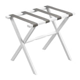 Hotel White Finish Wood Folding Luggage Rack With Gray Straps - Homeroots - Flyclothing LLC
