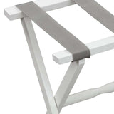 Hotel White Finish Wood Folding Luggage Rack With Gray Straps - Homeroots - Flyclothing LLC