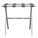 Hotel White Finish Wood Folding Luggage Rack With Gray Straps - Homeroots - Flyclothing LLC