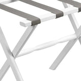Hotel White Finish Wood Folding Luggage Rack With Gray Straps - Homeroots - Flyclothing LLC
