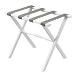Hotel White Finish Wood Folding Luggage Rack With Gray Straps - Homeroots - Flyclothing LLC