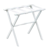 Hotel White Finish Wood Folding Luggage Rack With White Straps - Homeroots - Flyclothing LLC