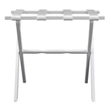 Hotel White Finish Wood Folding Luggage Rack With White Straps - Homeroots - Flyclothing LLC