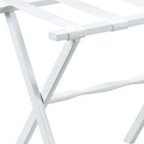 Hotel White Finish Wood Folding Luggage Rack With White Straps - Homeroots - Flyclothing LLC