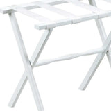 Hotel White Finish Wood Folding Luggage Rack With White Straps - Homeroots - Flyclothing LLC