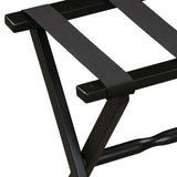 Hotel Black Finish Wood Folding Luggage Rack With Black Straps - Homeroots - Flyclothing LLC