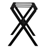 Hotel Black Finish Wood Folding Luggage Rack With Black Straps - Homeroots - Flyclothing LLC