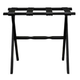 Hotel Black Finish Wood Folding Luggage Rack With Black Straps - Homeroots - Flyclothing LLC