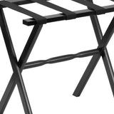 Hotel Black Finish Wood Folding Luggage Rack With Black Straps - Homeroots - Flyclothing LLC
