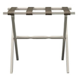 Hotel Ivory Finish Wood Folding Luggage Rack With Tan Straps - Homeroots - Flyclothing LLC