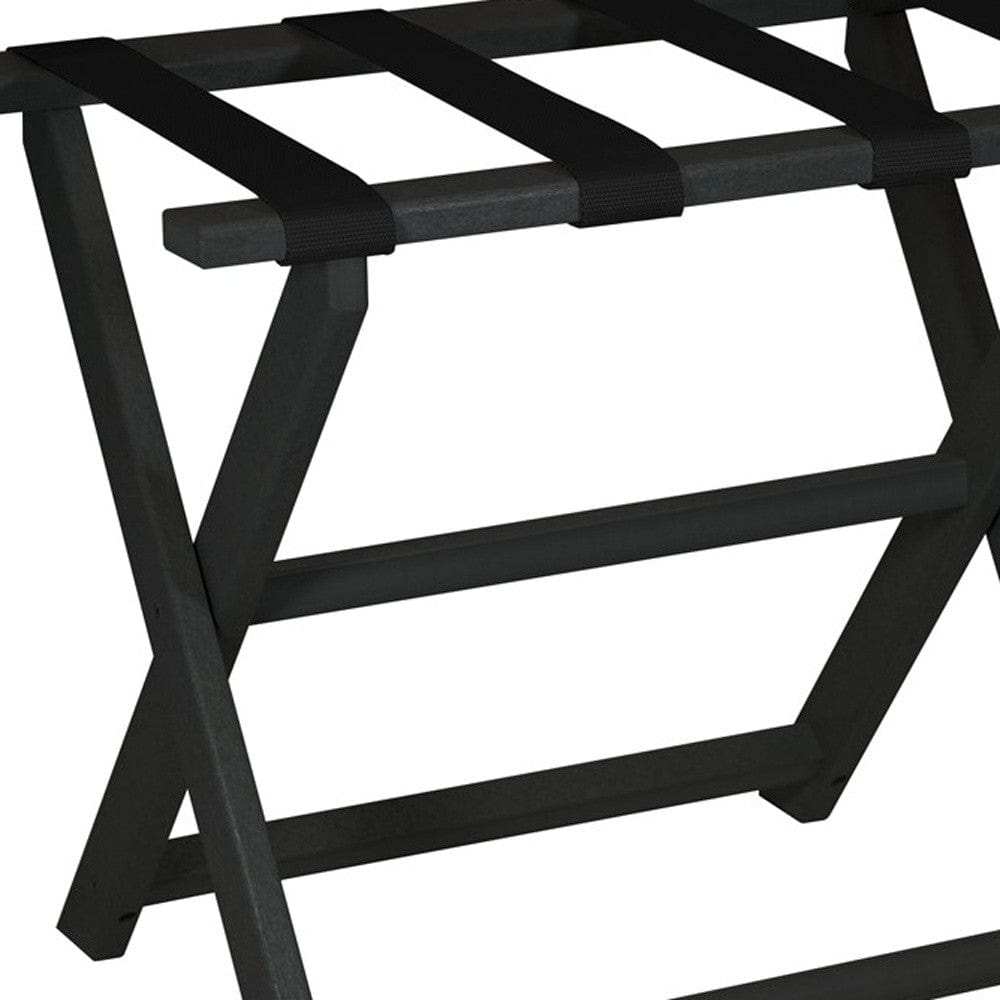 Earth Friendly Black Folding Luggage Rack With Black Straps - Homeroots - Flyclothing LLC