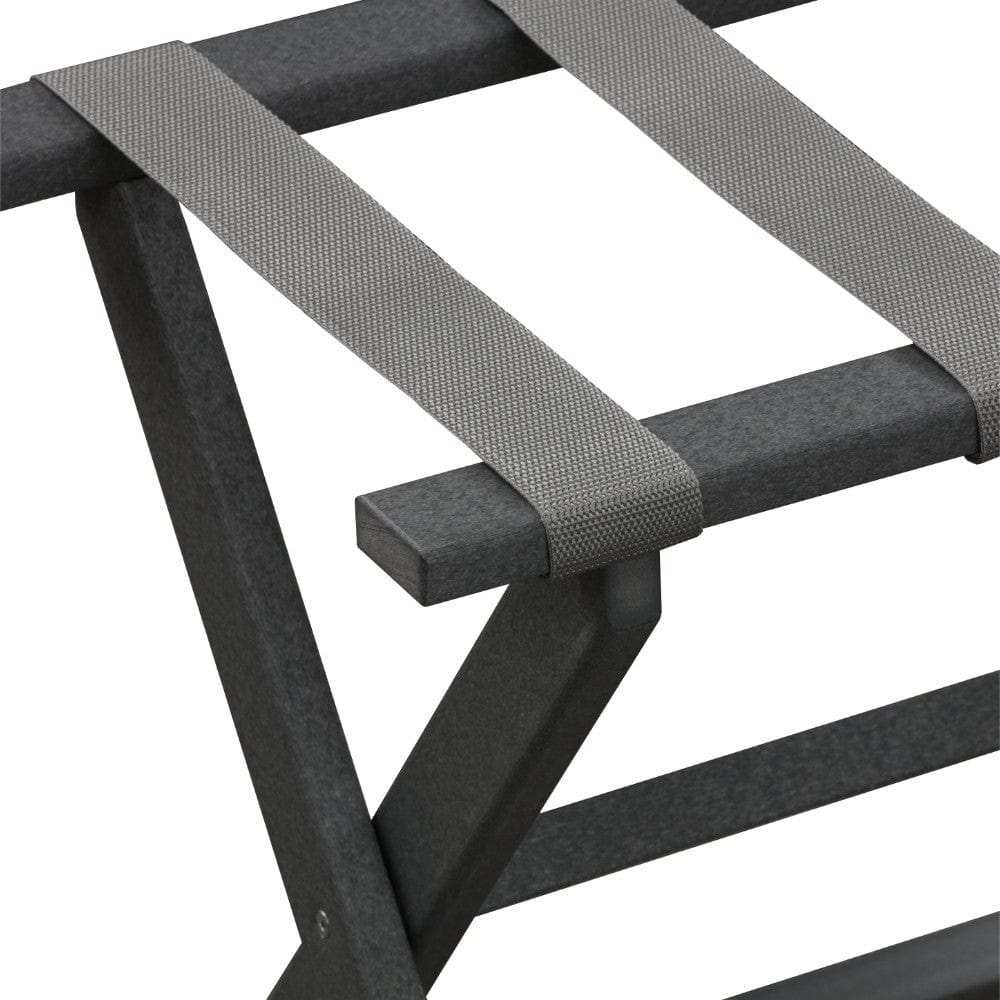Earth Friendly Dark Gray Folding Luggage Rack With Gray Straps - Homeroots - Flyclothing LLC
