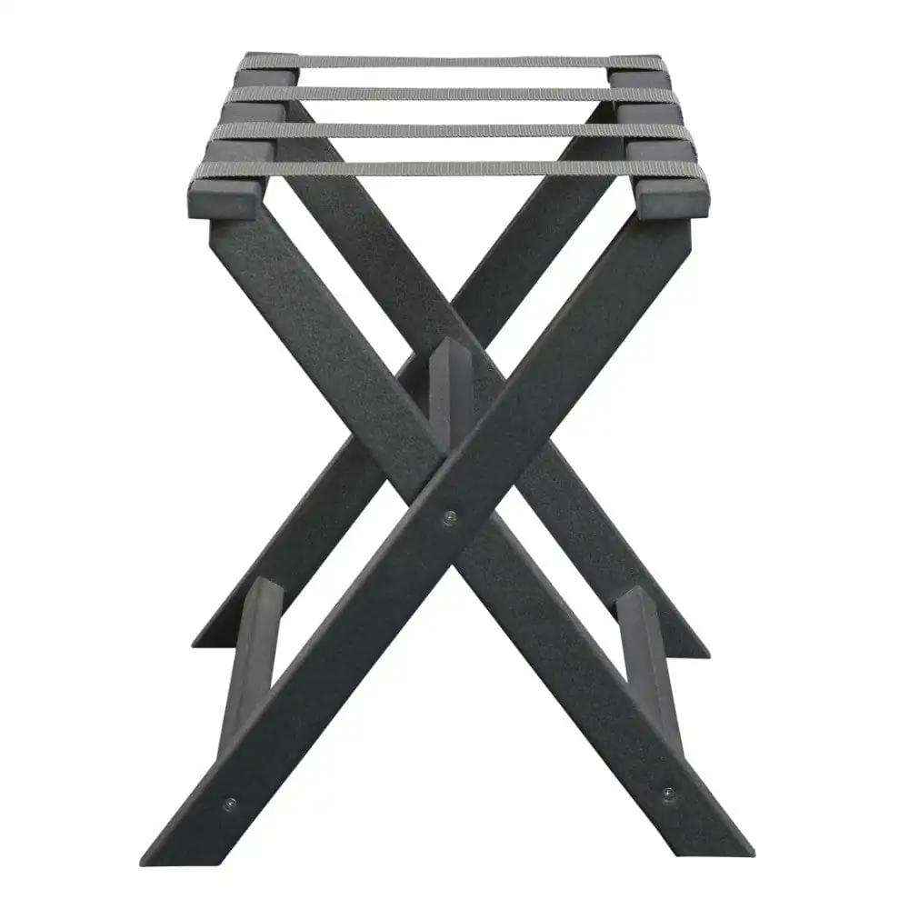 Earth Friendly Dark Gray Folding Luggage Rack With Gray Straps - Homeroots - Flyclothing LLC