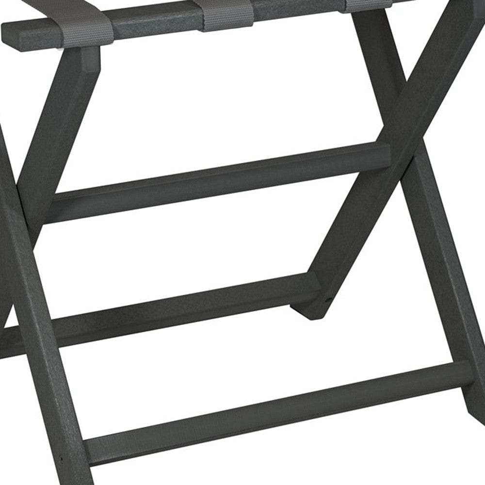 Earth Friendly Dark Gray Folding Luggage Rack With Gray Straps - Homeroots - Flyclothing LLC