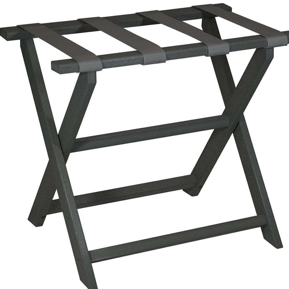 Earth Friendly Dark Gray Folding Luggage Rack With Gray Straps - Homeroots - Flyclothing LLC