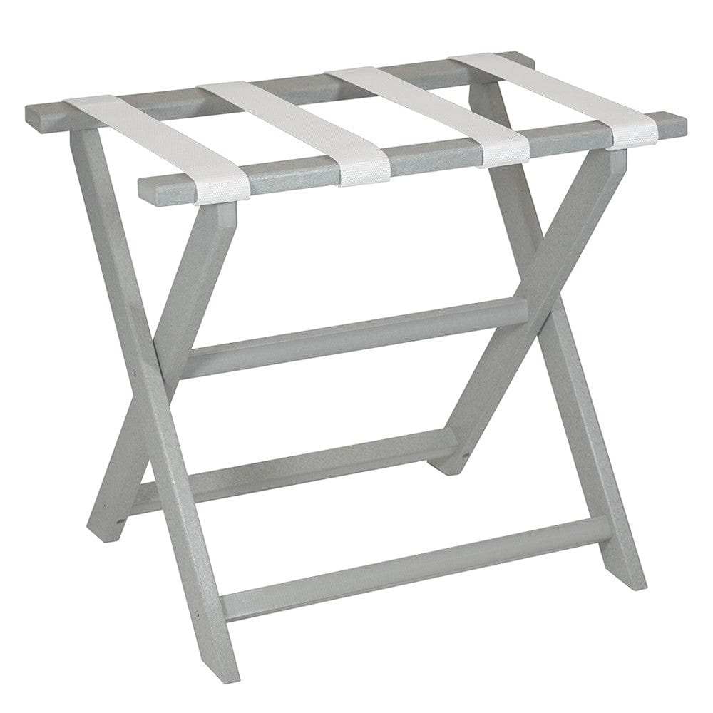 Earth Friendly Light Gray Folding Luggage Rack With White Straps - Homeroots - Flyclothing LLC