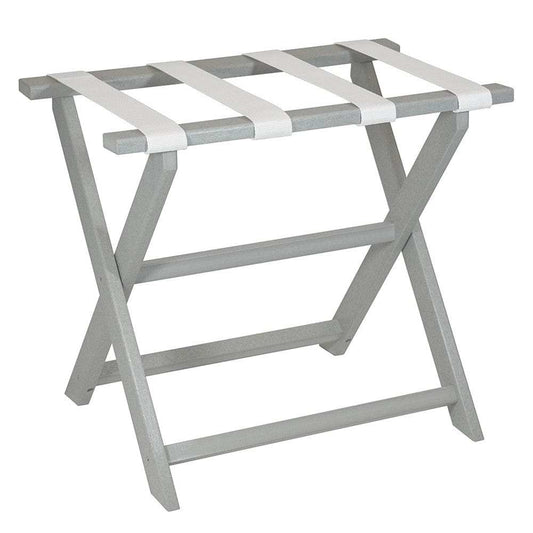 Earth Friendly Light Gray Folding Luggage Rack With White Straps - Homeroots - Flyclothing LLC