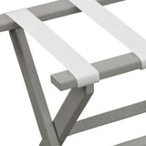 Earth Friendly Light Gray Folding Luggage Rack With White Straps - Homeroots - Flyclothing LLC