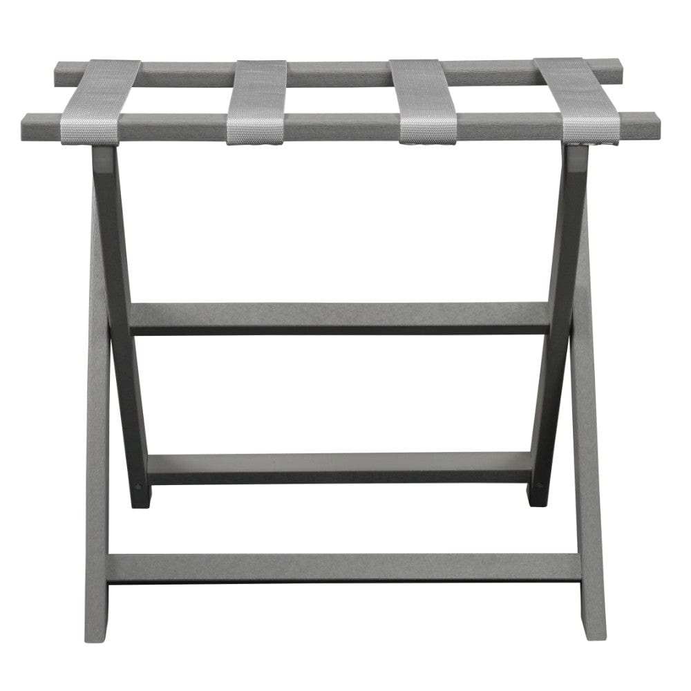 Earth Friendly Light Gray Folding Luggage Rack With White Straps - Homeroots - Flyclothing LLC