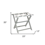 Earth Friendly Light Gray Folding Luggage Rack With White Straps - Homeroots - Flyclothing LLC