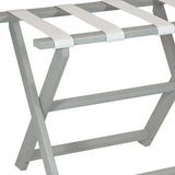 Earth Friendly Light Gray Folding Luggage Rack With White Straps - Homeroots - Flyclothing LLC