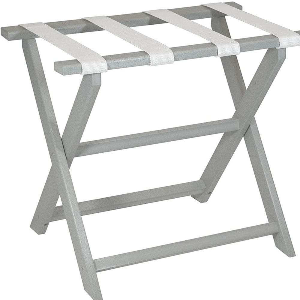 Earth Friendly Light Gray Folding Luggage Rack With White Straps - Homeroots - Flyclothing LLC