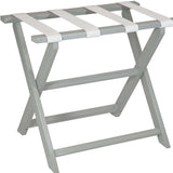 Earth Friendly Light Gray Folding Luggage Rack With White Straps - Homeroots - Flyclothing LLC