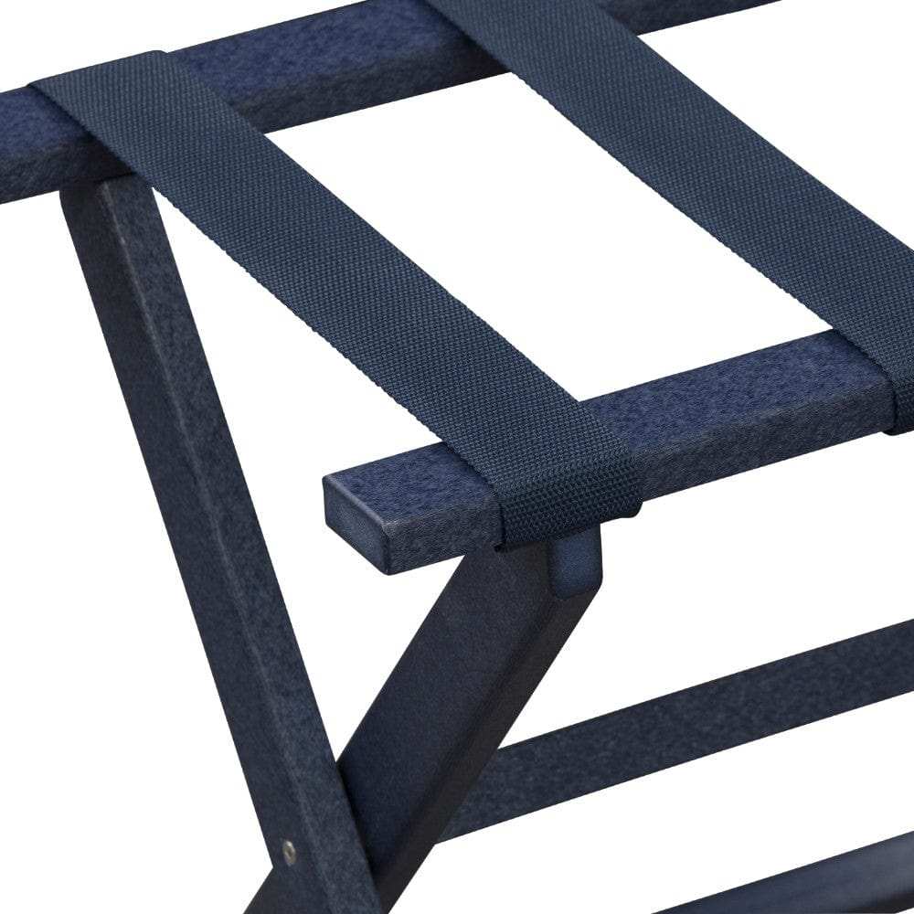 Earth Friendly Navy Blue Folding Luggage Rack With Navy Straps - Homeroots - Flyclothing LLC