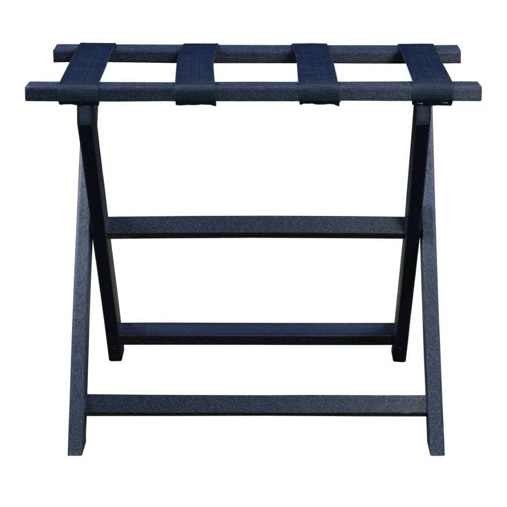 Earth Friendly Navy Blue Folding Luggage Rack With Navy Straps - Homeroots - Flyclothing LLC