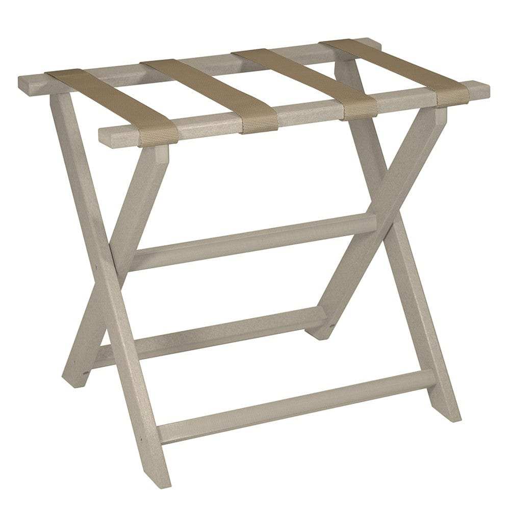 Earth Friendly Taupe Folding Luggage Rack With Dark Tan Straps - Homeroots - Flyclothing LLC