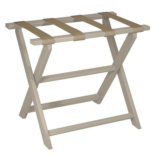 Earth Friendly Taupe Folding Luggage Rack With Dark Tan Straps - Homeroots - Flyclothing LLC