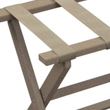 Earth Friendly Taupe Folding Luggage Rack With Dark Tan Straps - Homeroots - Flyclothing LLC