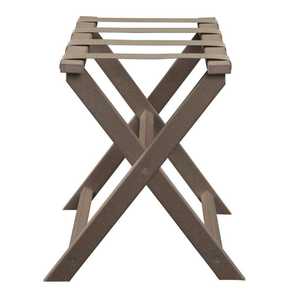 Earth Friendly Taupe Folding Luggage Rack With Dark Tan Straps - Homeroots - Flyclothing LLC