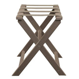 Earth Friendly Taupe Folding Luggage Rack With Dark Tan Straps - Homeroots - Flyclothing LLC