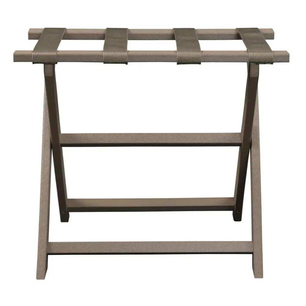 Earth Friendly Taupe Folding Luggage Rack With Dark Tan Straps - Homeroots - Flyclothing LLC