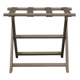 Earth Friendly Taupe Folding Luggage Rack With Dark Tan Straps - Homeroots - Flyclothing LLC