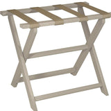 Earth Friendly Taupe Folding Luggage Rack With Dark Tan Straps - Homeroots - Flyclothing LLC