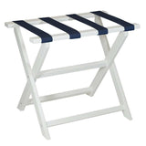 Earth Friendly White Folding Luggage Rack With Navy Straps - Homeroots - Flyclothing LLC
