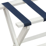 Earth Friendly White Folding Luggage Rack With Navy Straps - Homeroots - Flyclothing LLC