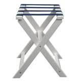 Earth Friendly White Folding Luggage Rack With Navy Straps - Homeroots - Flyclothing LLC