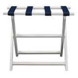 Earth Friendly White Folding Luggage Rack With Navy Straps - Homeroots - Flyclothing LLC