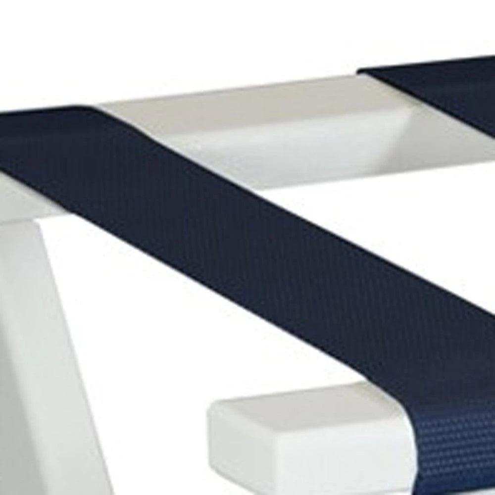 Earth Friendly White Folding Luggage Rack With Navy Straps - Homeroots - Flyclothing LLC